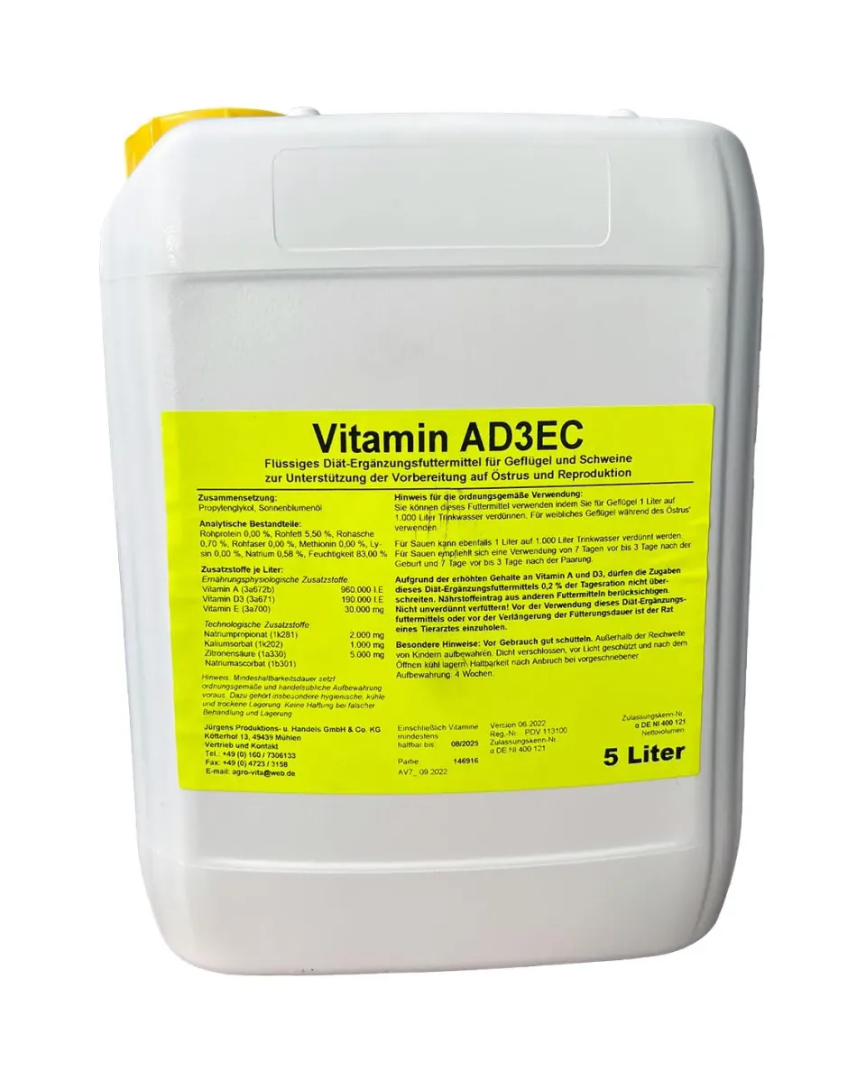 QUEBAG Vitamin A D3 EC Ergänzungsfuttermittel 5 l flüssig