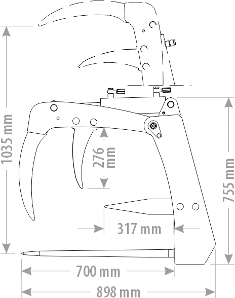 FK Machinery Crocodile Mini Dunggabel mit Krokodilgebiss