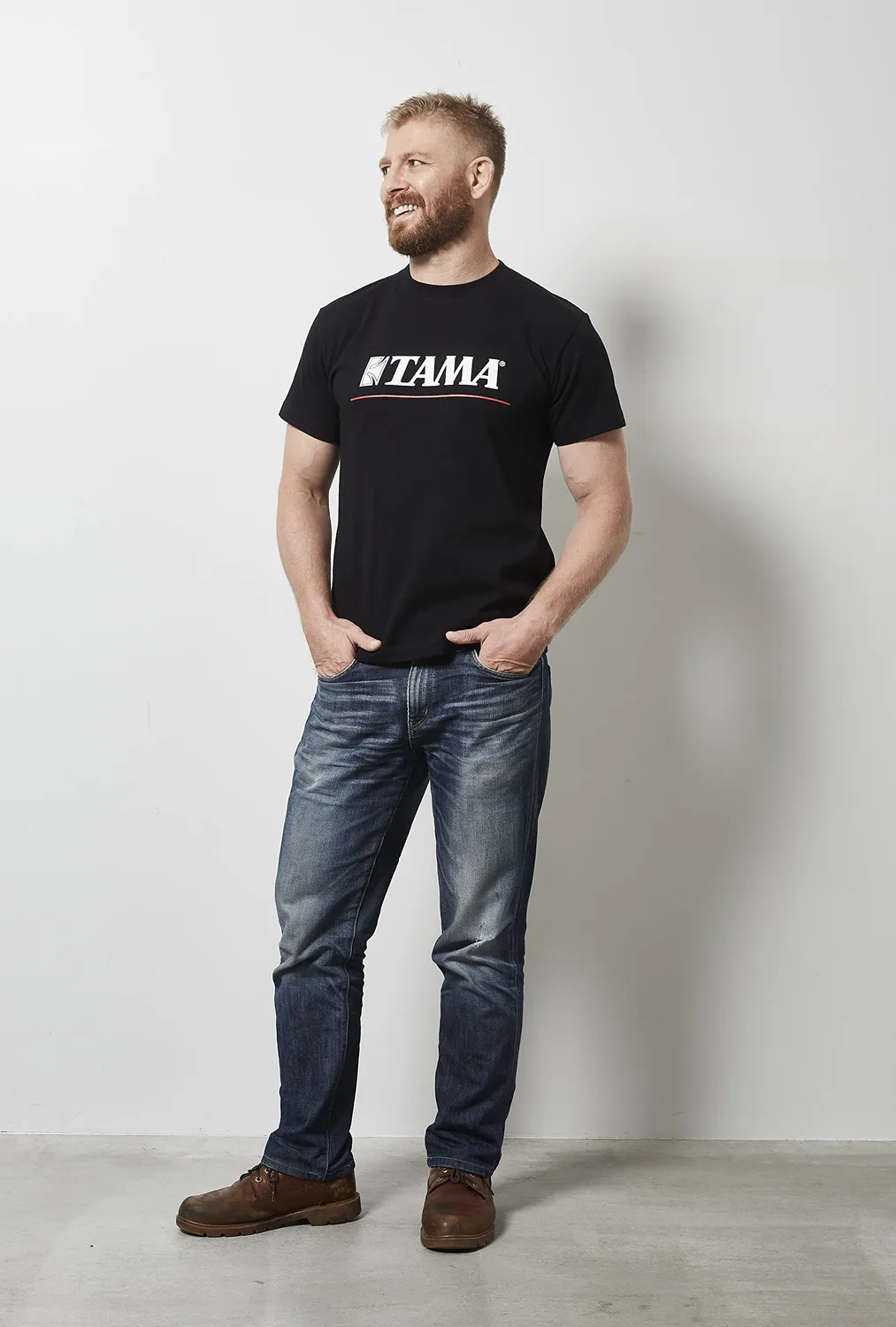 Tama Logo TAMT004L T-Shirt L schwarz mit roter Linie
