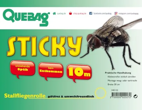 QUEBAG Sticky Fliegenfänger Klebefolie 10 m x 30 cm giftfrei