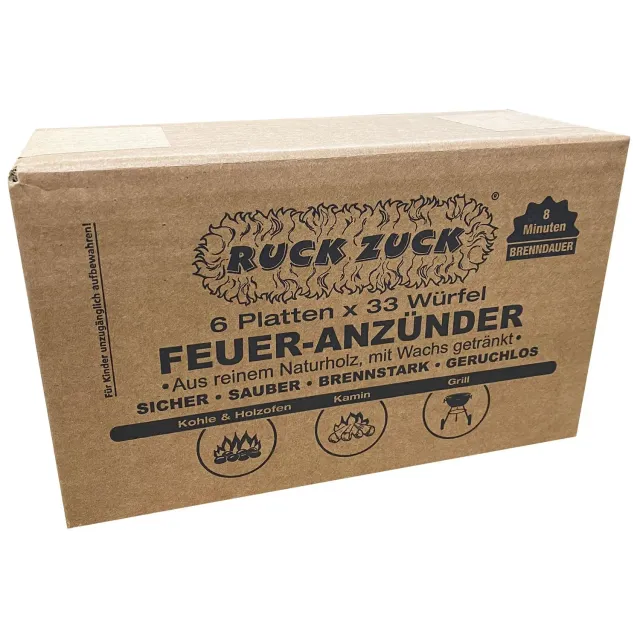 Quebag Ruck Zuck Anzünder Naturholz 198 Stück