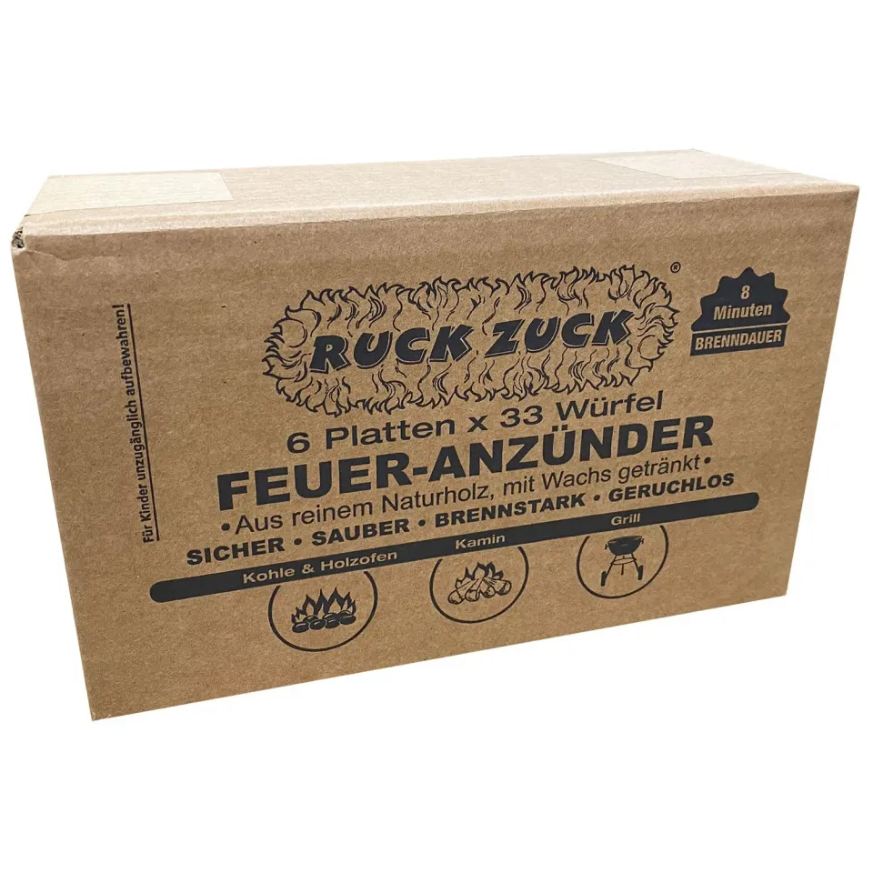 Quebag Ruck Zuck Anzünder Naturholz 198 Stück