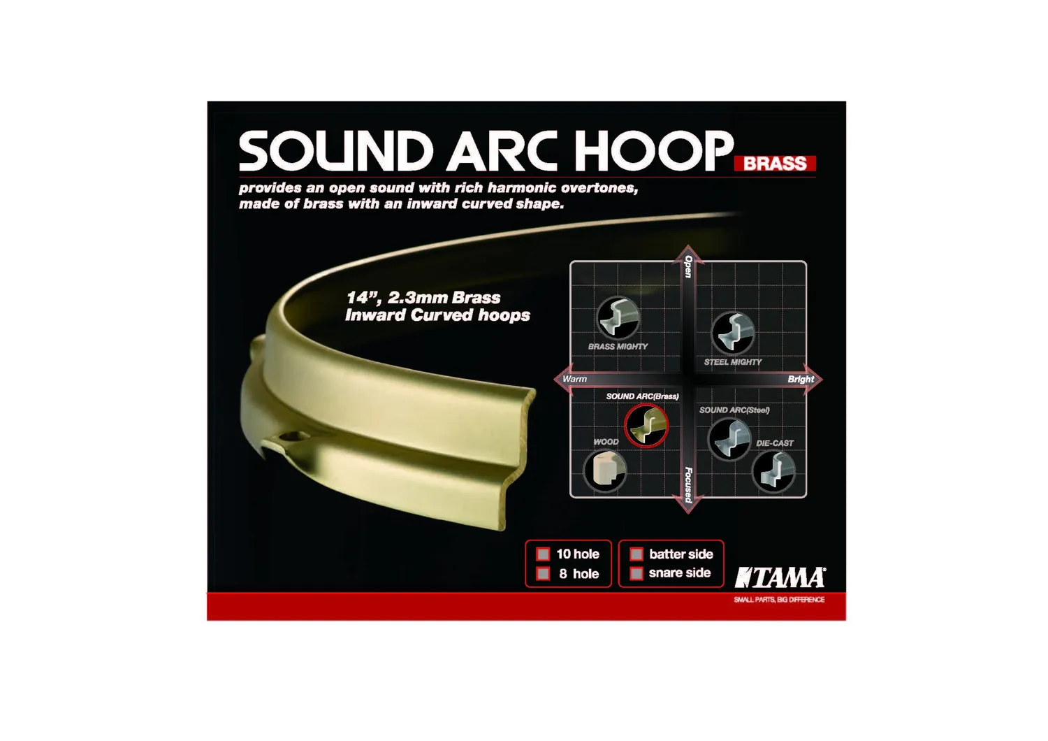 Tama Brass Sound Arc MSB14S8D Spannreifen 14" 8-Loch Messing